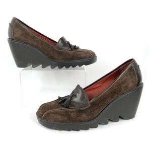 Donald J Pliner Loafers Baco Brown Suede Wedge 9.5